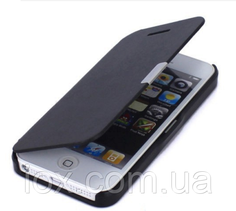 Чорний чохол-книжка на магнітній застібці для Iphone 5/5S