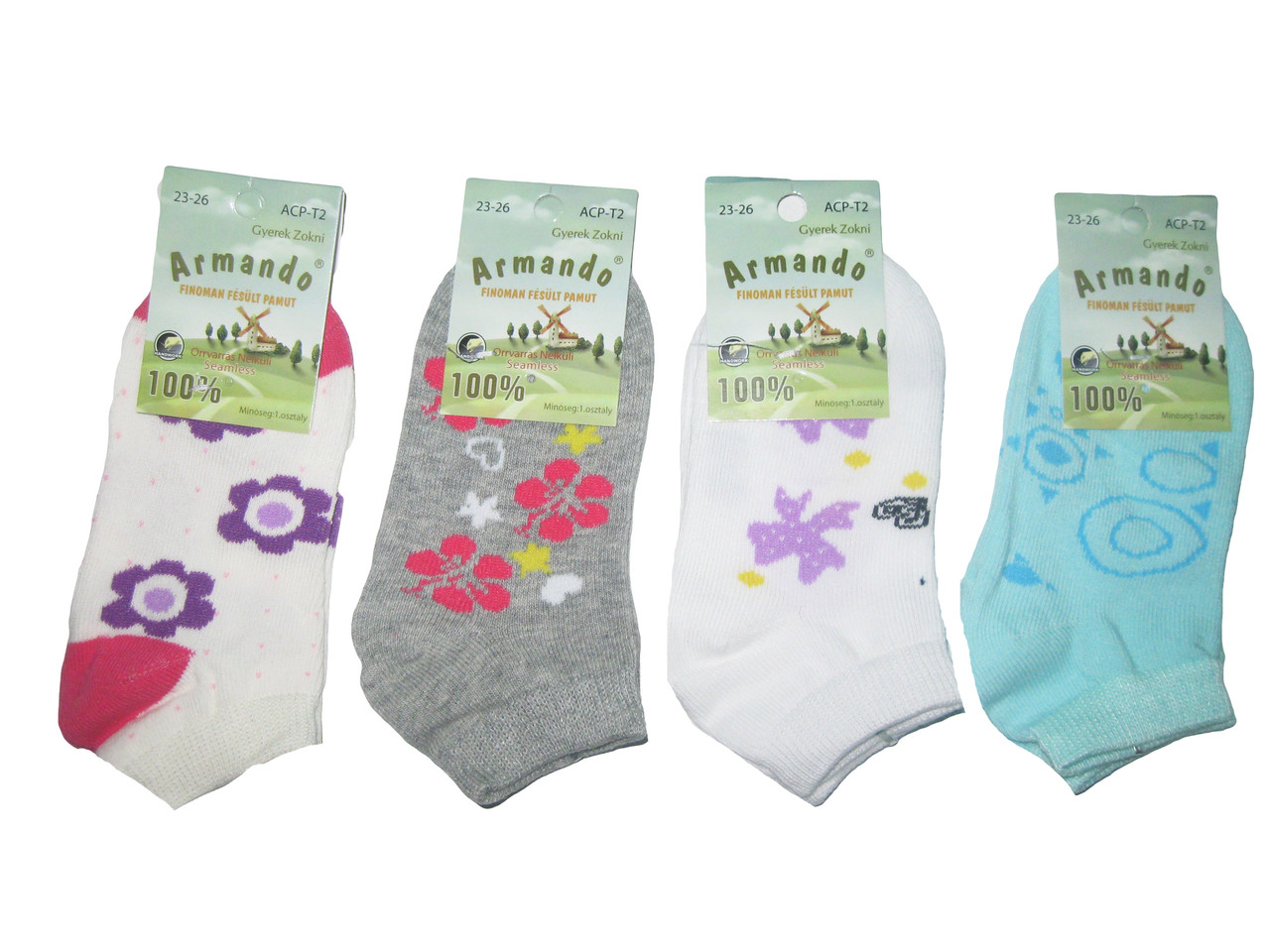 Шкарпетки короткі для дівчинки, Armando, розміри 23/26(10шт), 27/30(8шт).31/34(12шт), арт. T-01. T-02