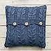 Чохол для подушки в'язаний Ohaina коси 40x40 Blue jans, фото 2