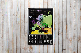 Скретч карта MyMap Europe Edition в металевій рамі подарунок