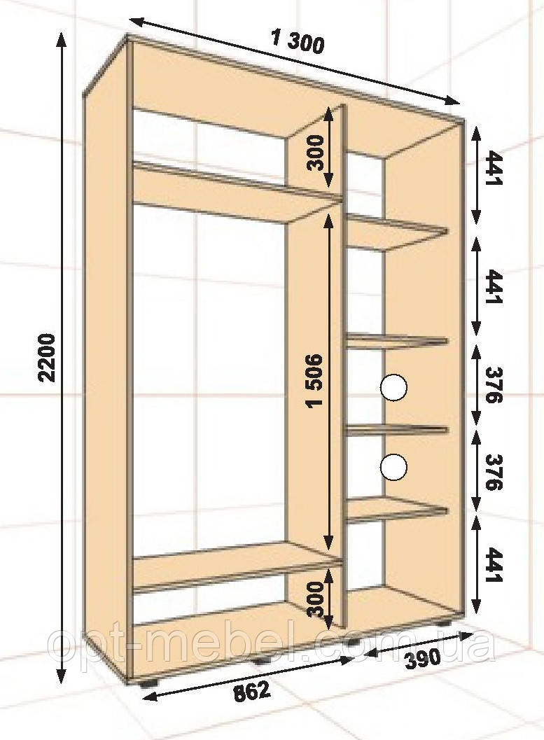 Шафа-купе ШК-01 1300x600х2200, фото 1