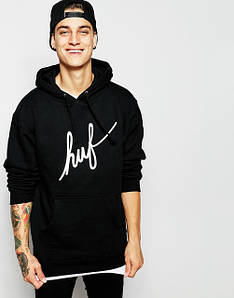 Худі чорна чоловіча з принтом HUF | Толстовка "" В стилі Huf ""