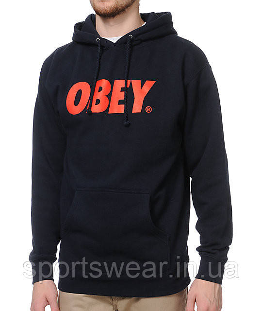 Худі чорна чоловіча з принтом OBEY Classic logo Толстовка