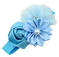Украшение повязка на голову ребенка цветы голубой
