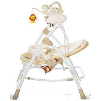 Шезлонг-гойдалка дитячий Bambi M 1540-2-2 електропривод 2 в 1 мобіль музика таймер москітна сітка, блакитний, фото 3