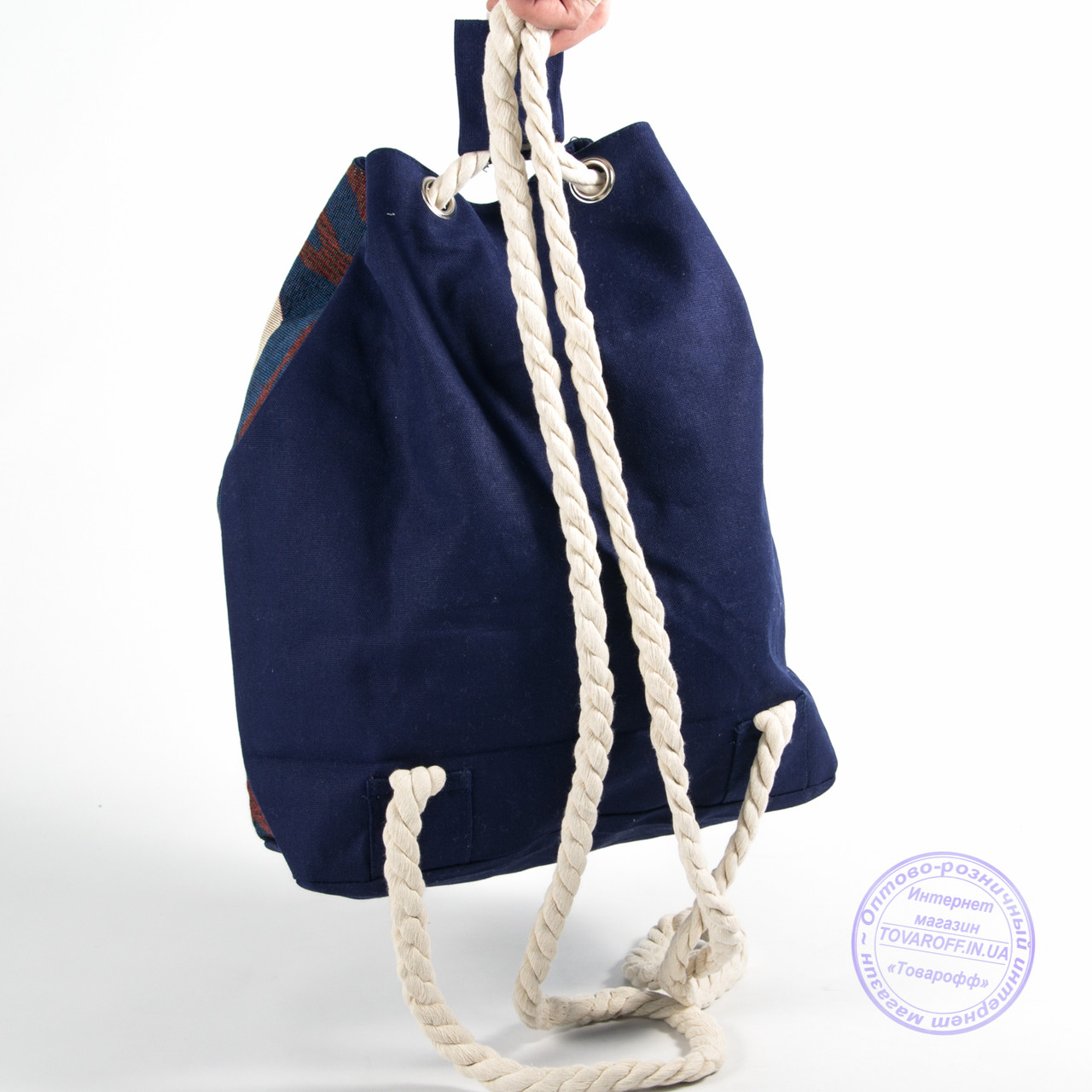 Эко рюкзак с рисунком синий с совами - 728 - фото 3 - id-p511058867