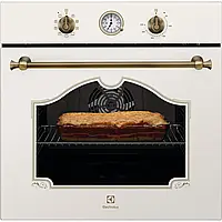 Электрический духовой шкаф Electrolux Rococo, 72л, класс A, с конвекцией и телескопическими направляющими, цвет шампань.