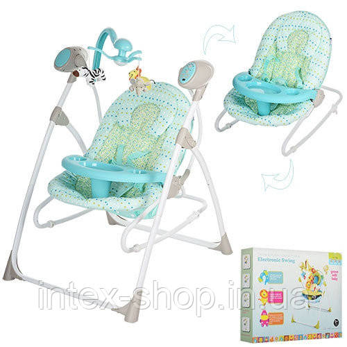 Дитячі гойдалки — шезлонг SW102-1 з електроприводом, 5 швидкостей (блакитний)