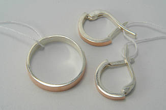 Сережки срібні жіночі з золотими вставками, фото 3