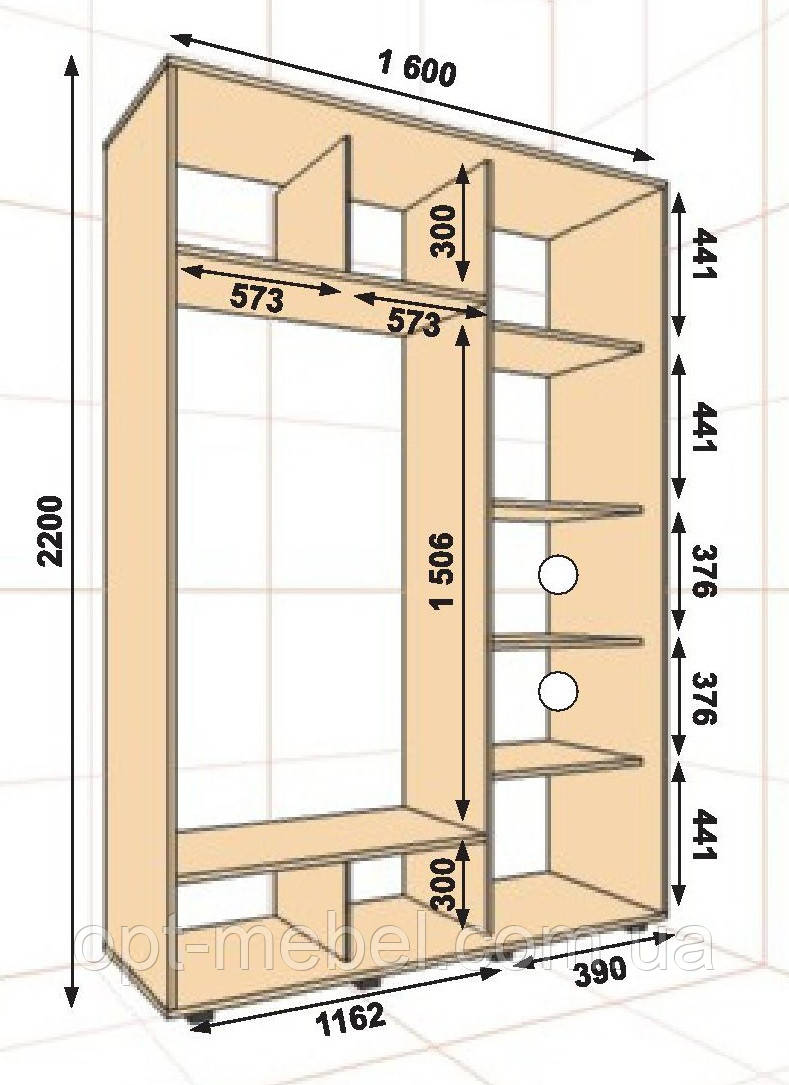 Шафа-купе ШК-02 1600х600х2200