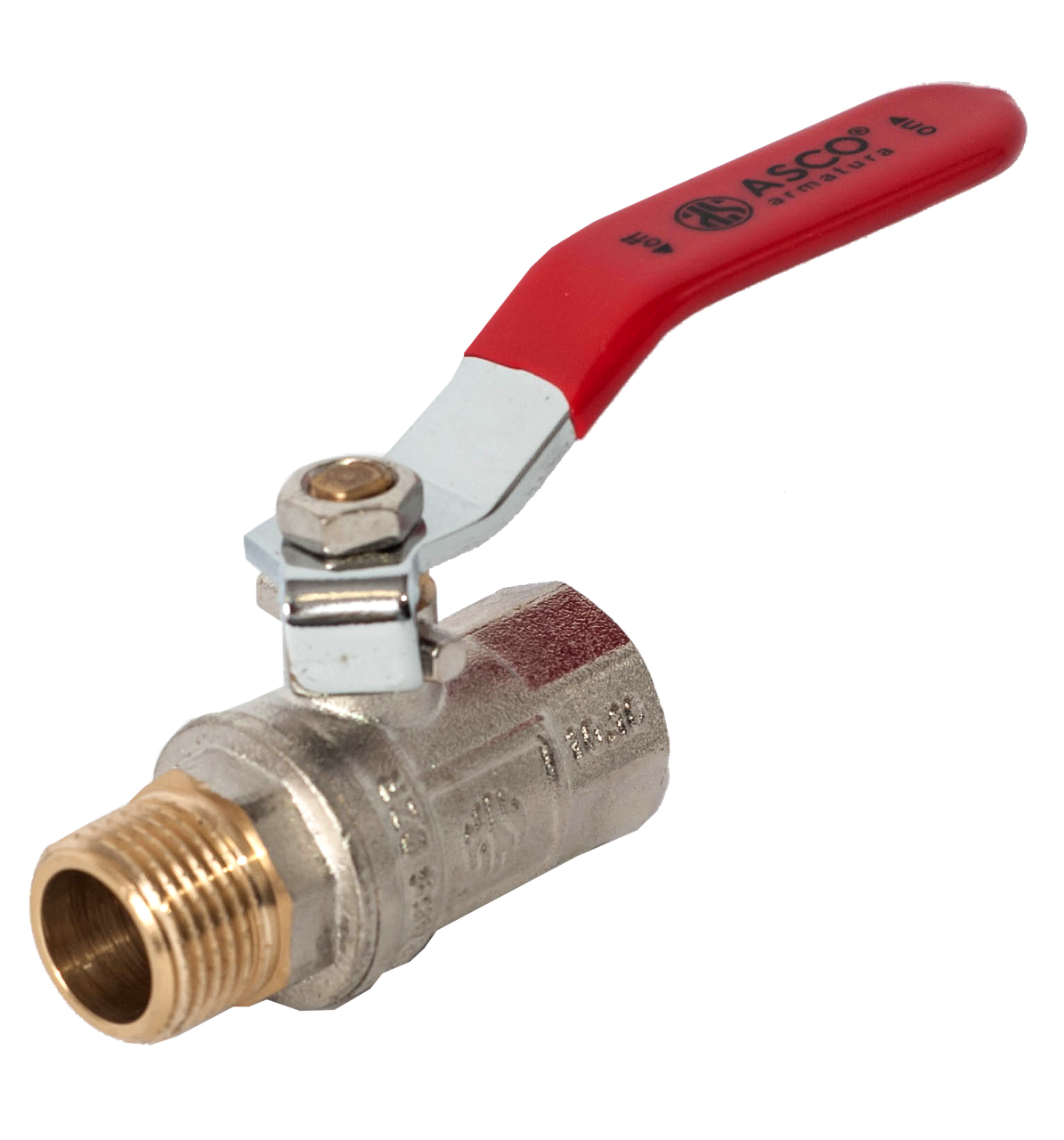 Кран кульовий 11/2" ЗВ червоний важіль, проточка AMG, фото 1