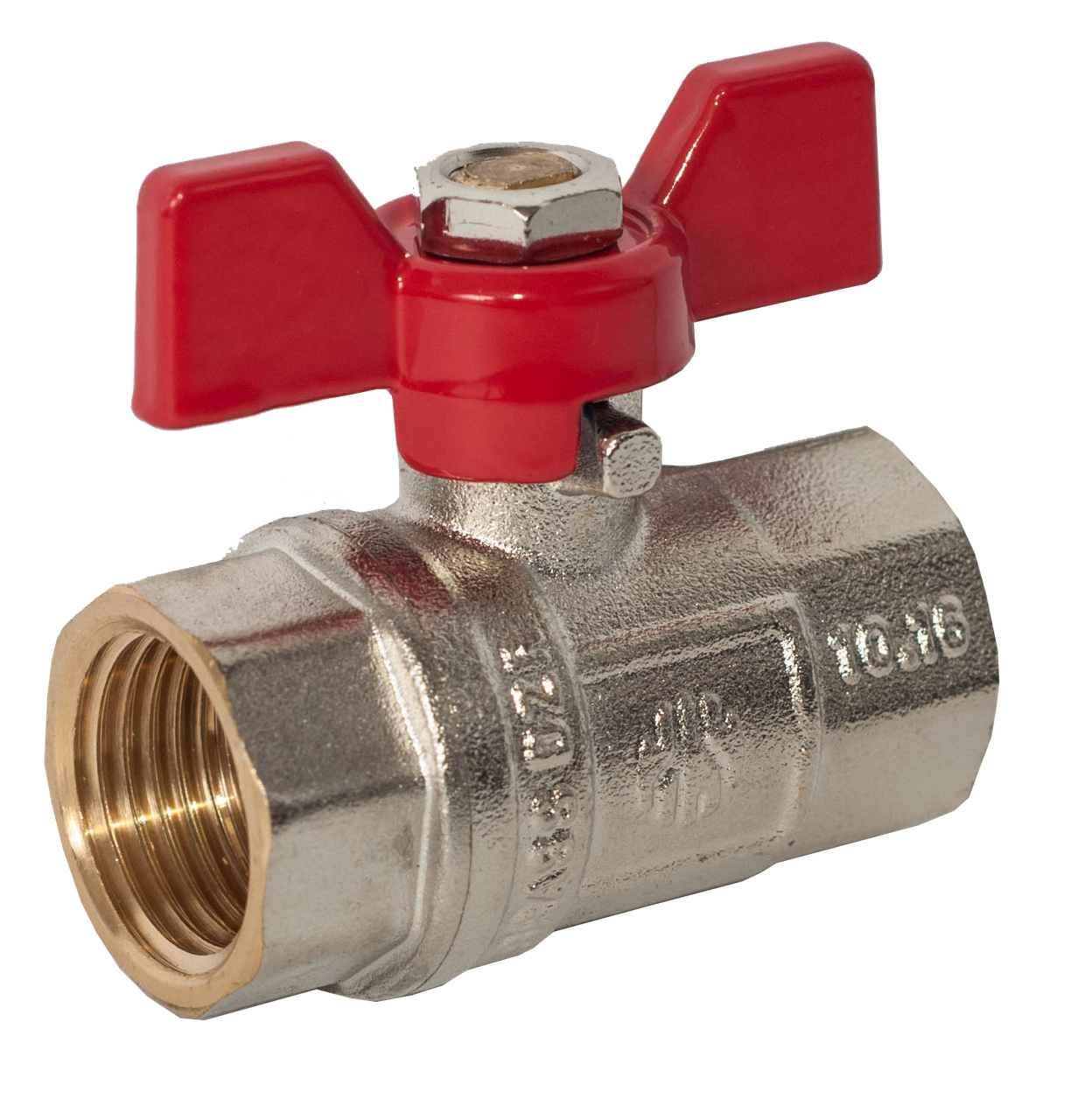 Кран кульовий 1/2" ВВ з червоним метеликом, проточка AMG, фото 1