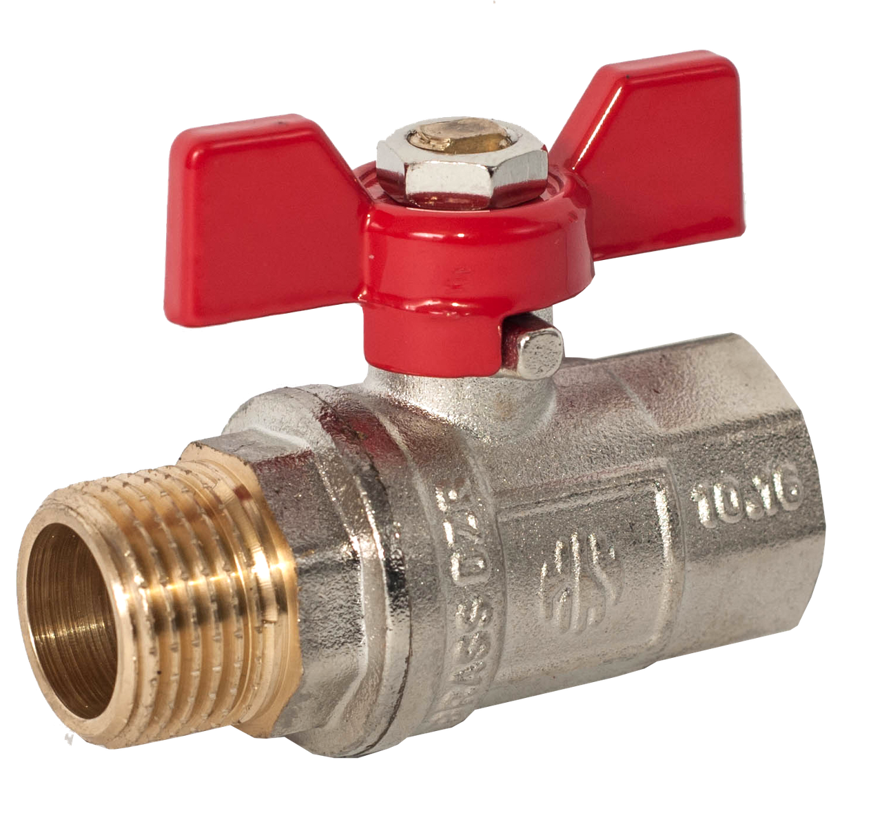 Кран кульовий 1/2" ЗВ з червоним метеликом, проточка AMG, фото 1