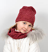 Детская шапочка с шарфиком на девочку, комплект детский с подкладкой.