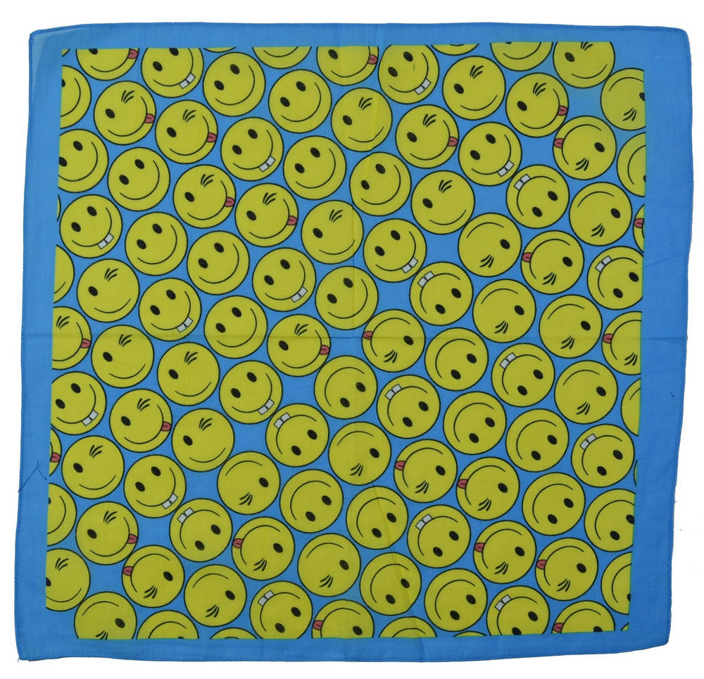

Бандана классическая из хлопка Smile с принтом смайлик унисекс цвет голубая 55*55 см, Голубой