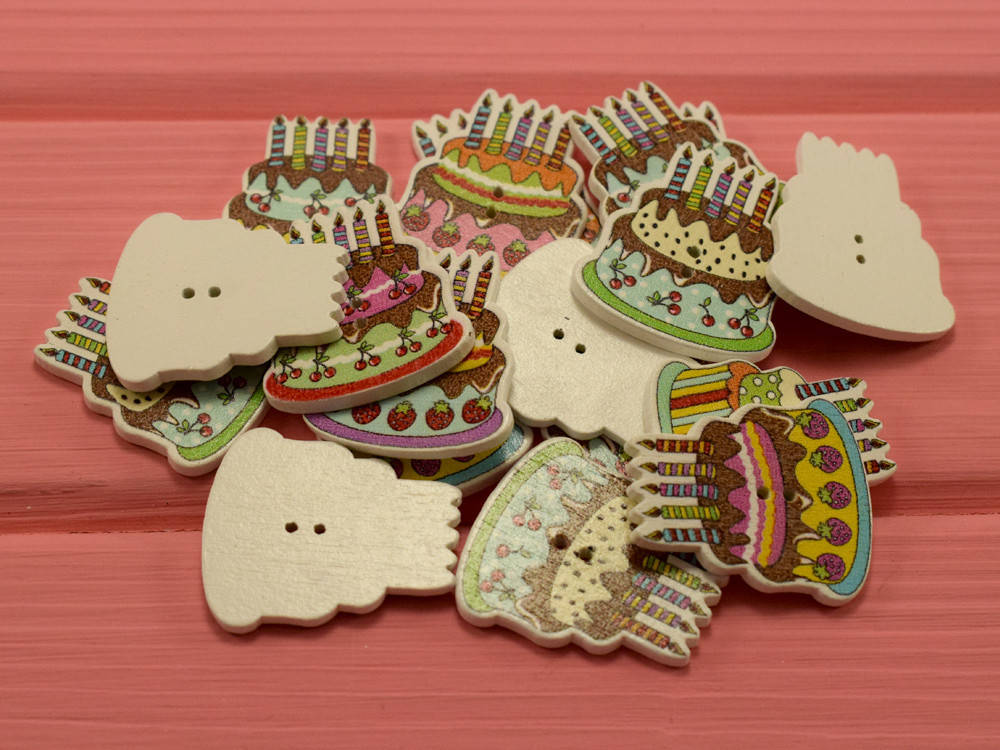 

Пуговки "Тортики" деревянные (5 шт.), Разные цвета