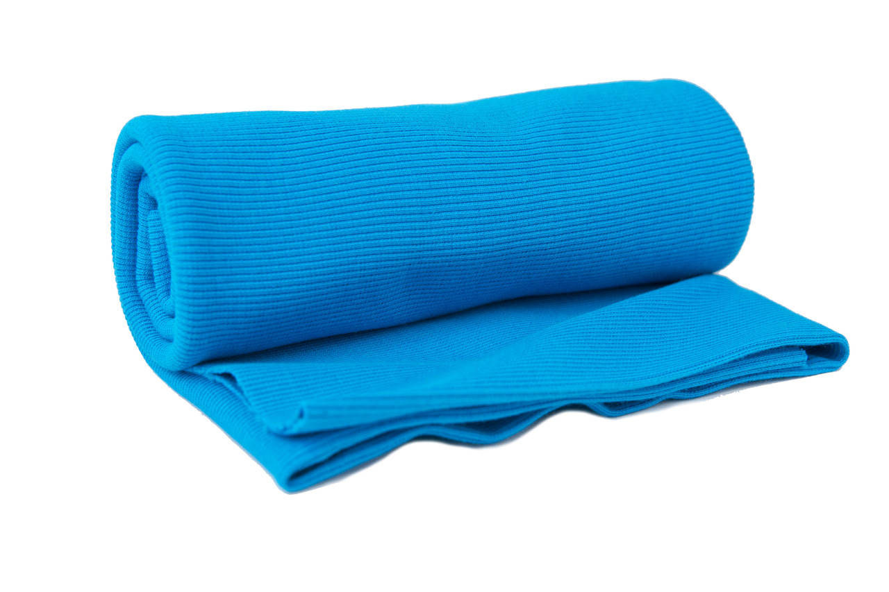 

Довяз к двухнитке Бирюза темная Состав: 95% хлопок 5% эластан для спортивной одежды кофточек водолазок шапок, Бирюзовый