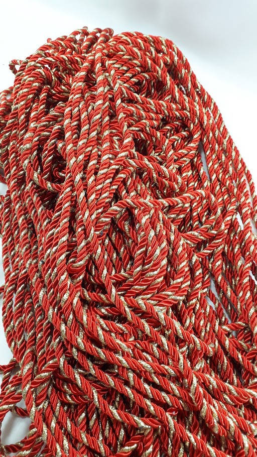 

Шнур декоративный"канат"красный с золотом ширина 5мм