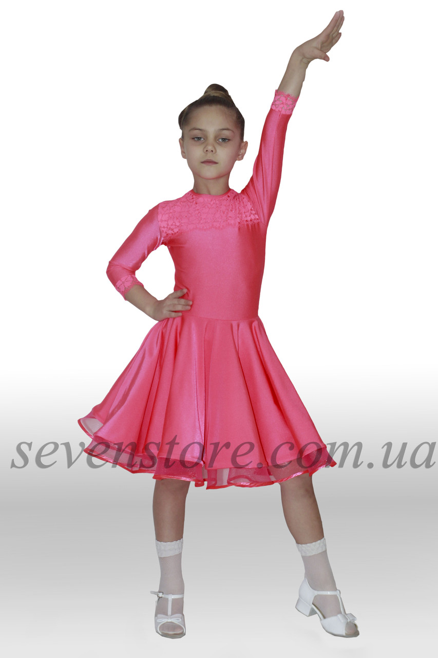 Рейтинговое платья бэйсик для бальных танцев Sevenstore 9103 Коралловый - фото 1 - id-p511552965