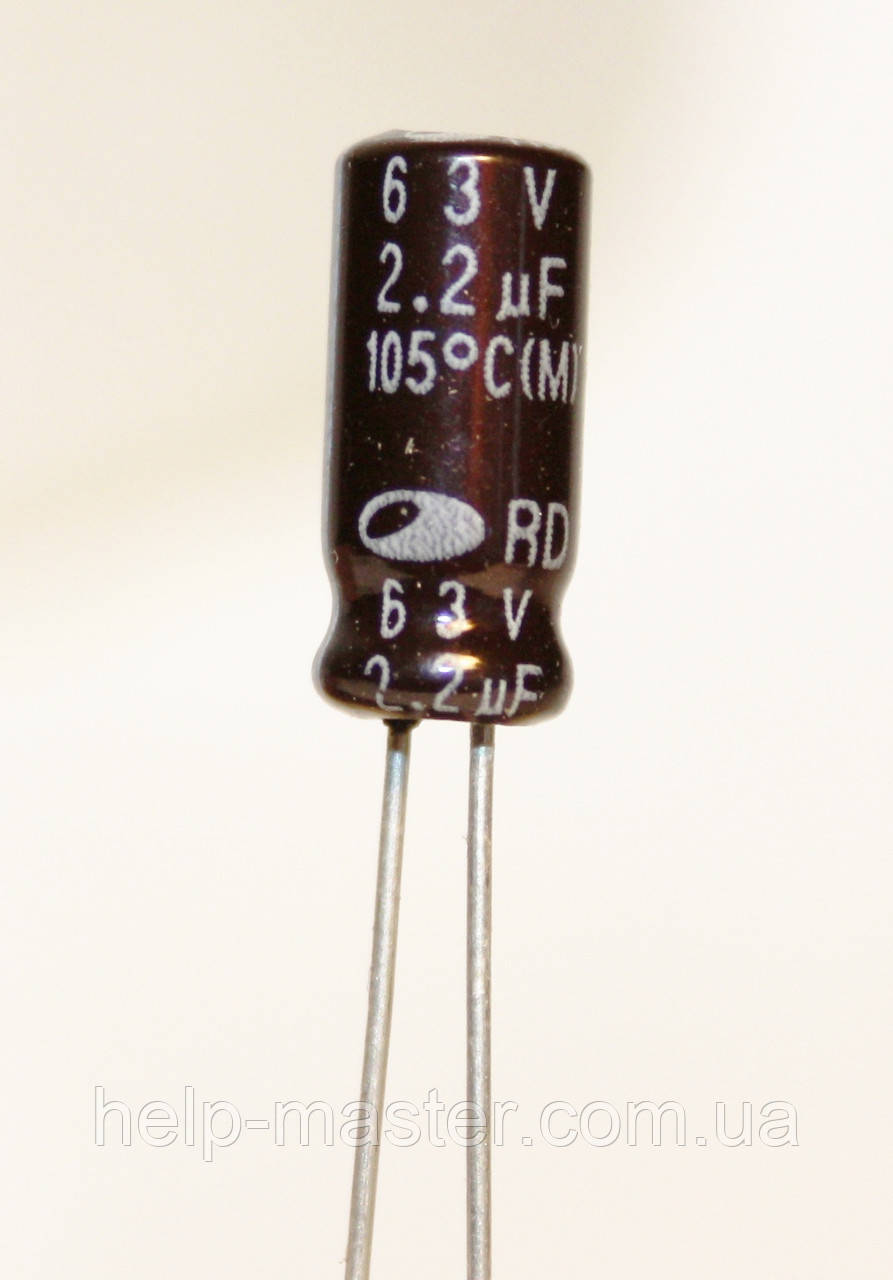 Конденсатор електролітичний 2.2мкф-100v (105°C), фото 1