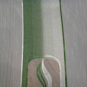 Тюль льон полегшений біло-зелений