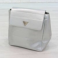 Рюкзак из искусственной кожи серебристый (К-309)