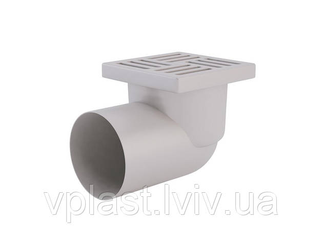 Трап з відведенням (нерж. кришка) кутовий 150х150 мм Ф 110, фото 1
