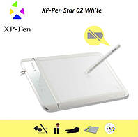 Графічний Планшет для малювання XP-Pen Star 02 White, сенсорні кнопки, чохол, робоча поверхня 204*127мм, фото 1
