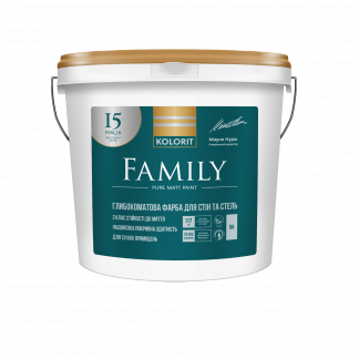 Фарба для стін та стель KOLORIT FAMILY (КОЛОРИТ ФЕМЕЛІ) 9л (А) матова біла