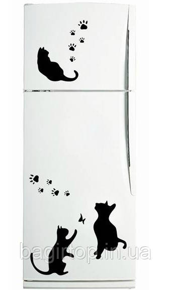 Вінілова наклейка на холодильник (Котики-лапки) від 30х30 см