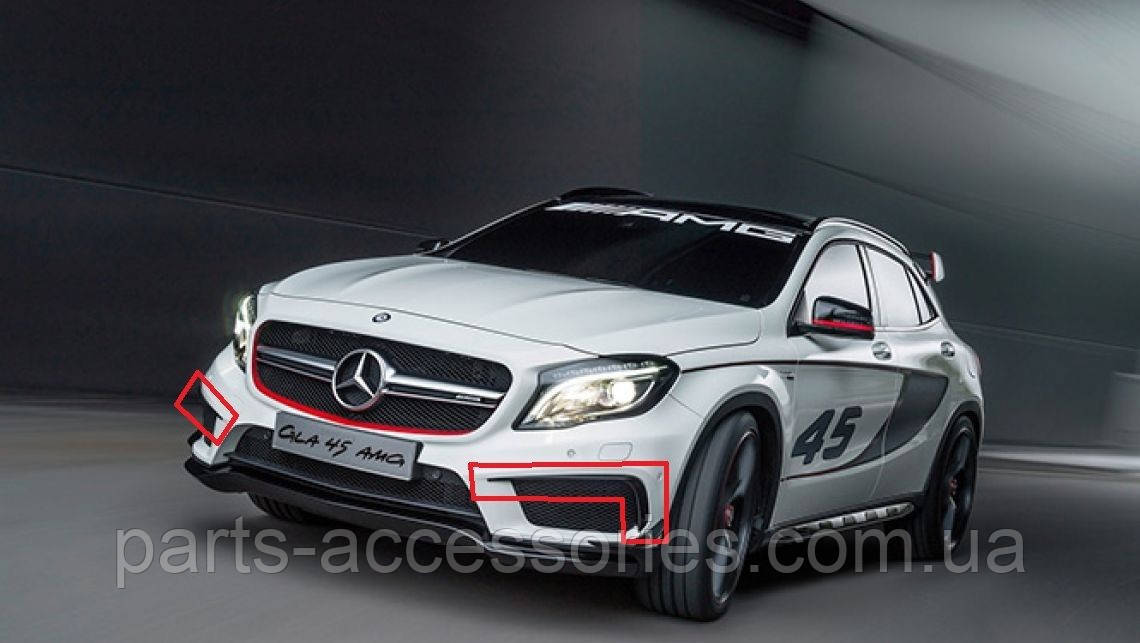 Mercedes GLA GLA45 2014-2017 Спойлер верхні накладки на передній AMG бампер Нові Оригінал