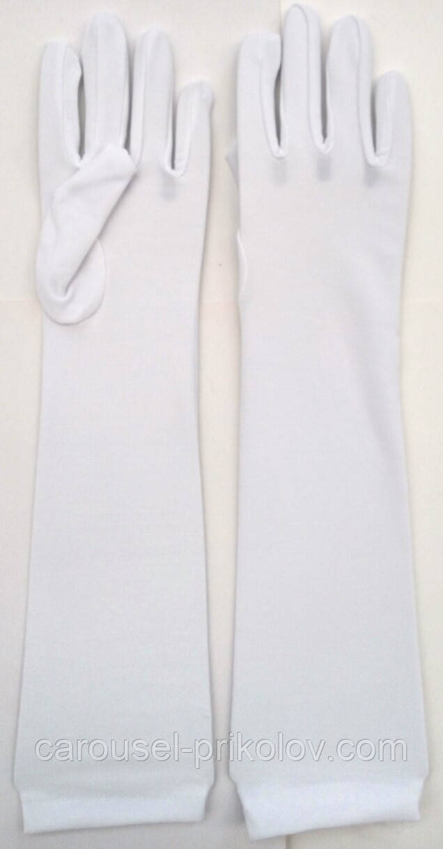 Рукавички довгі карнавальні білі, фото 1