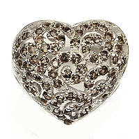 Серебряное кольцо с раухтопазами "Сердечко" , размер 18.2