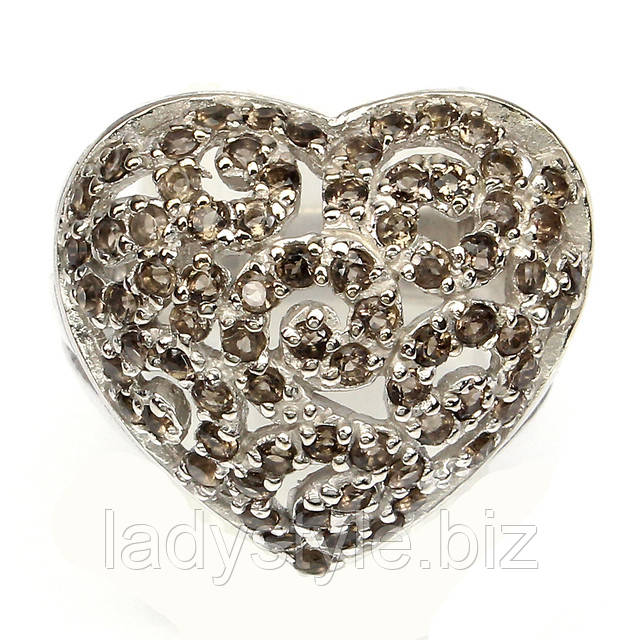 Серебряное кольцо с раухтопазами от студии LadyStyle.Biz купить оригинальное украшение кольцо перстень подарок натуральный танзанит