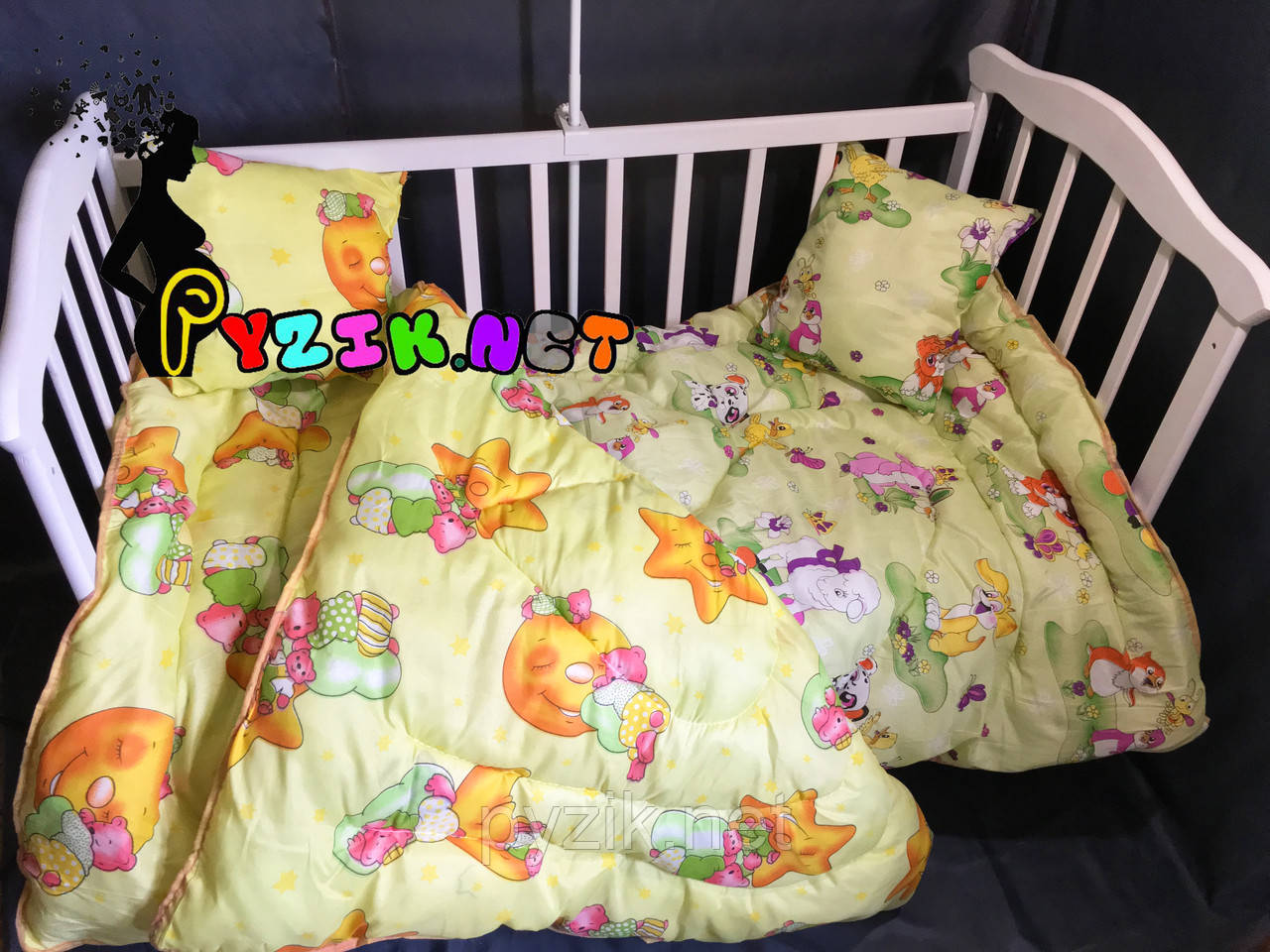 Стьобана дитяча ковдра і подушка з синтепоновим наповнювачем , колір на вибір