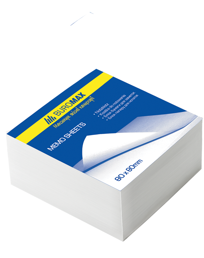 Блок білого паперу для нотаток 80х80х50мм склеєний BM.2204