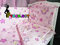 Постельный набор в детскую кроватку (8 предметов) Premium "Мишки в гамаке" нежно-розовый