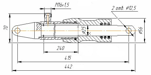 Гидроцилиндр. ГЦ подъем мотовила НИВА (старого образца) - фото 2 - id-p511942853