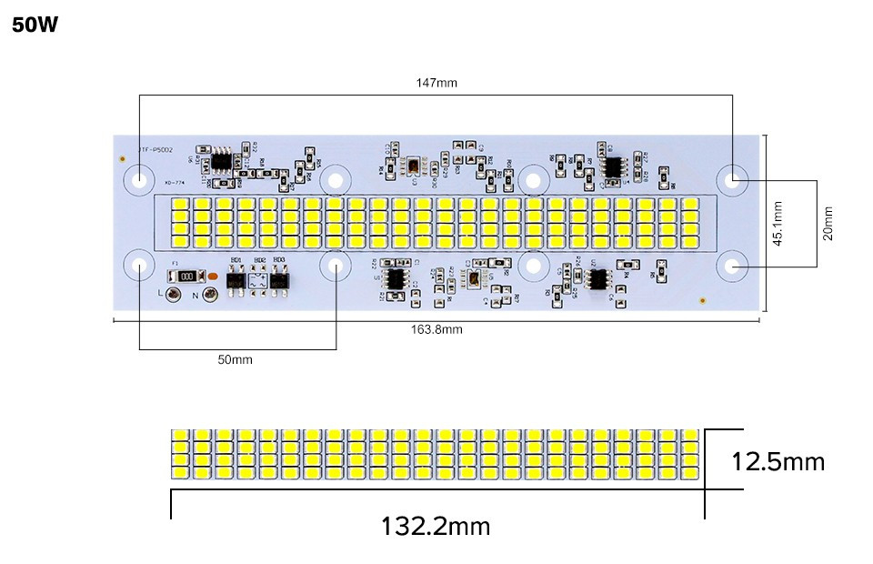 Smart IC SMD LED 50w 164х45 Світлодіод 50w Світлодіодна збірка 4600Lm + Драйвер