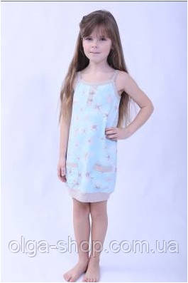 Сорочка, ночная рубашка детская подростковая для девочки хлопок голубая Wiktoria W 237 - фото 1 - id-p512065168