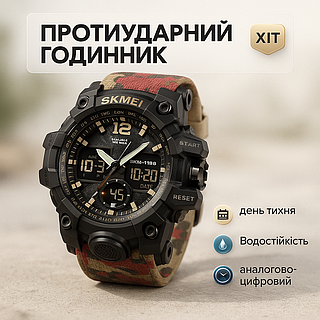Мужские тактические военные часы SKMEI 1155BAG, Военные часы с подсветкой для всу XN-14