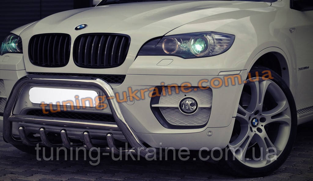 Защита переднего бампера кенгурятник из нержавейки на Bmw X5 2007-2013 - фото 6 - id-p512159970