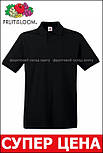 Чоловіча футболка поло чорна щільна Premium polo Fruit of the Loom, S, фото 6