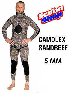 Гідрокостюм для підводного полювання BS Diver CAMOLEX Sandreef 5 мм, зелений фотокамуфляж