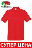 Чоловіча футболка поло червона щільна Premium polo Fruit of the Loom,XL, фото 7