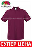 Чоловіча футболка поло бордова щільна Premium polo Fruit of the Loom, S, фото 6