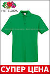 Чоловіча футболка поло зелена щільна (яскраво-зелений) Premium polo Fruit of the Loom, M, фото 7