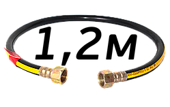 Шланг для газу гумовий 1/2" ВВ 1,2 м чорний