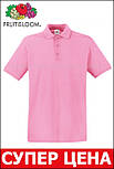 Чоловіча футболка поло рожева щільна Premium polo Fruit of the Loom,XL, фото 7