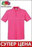 Чоловіча футболка поло малинова щільна Premium polo Fruit of the Loom,3XL, фото 7